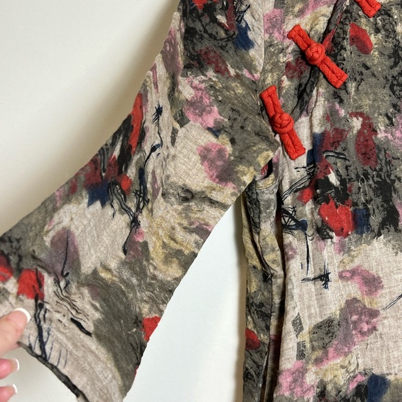 LZJN Luan Zai Jiang Nan Artistic Floral Maxi Dress – Cotton Linen – One Size - Picture 3 of 7